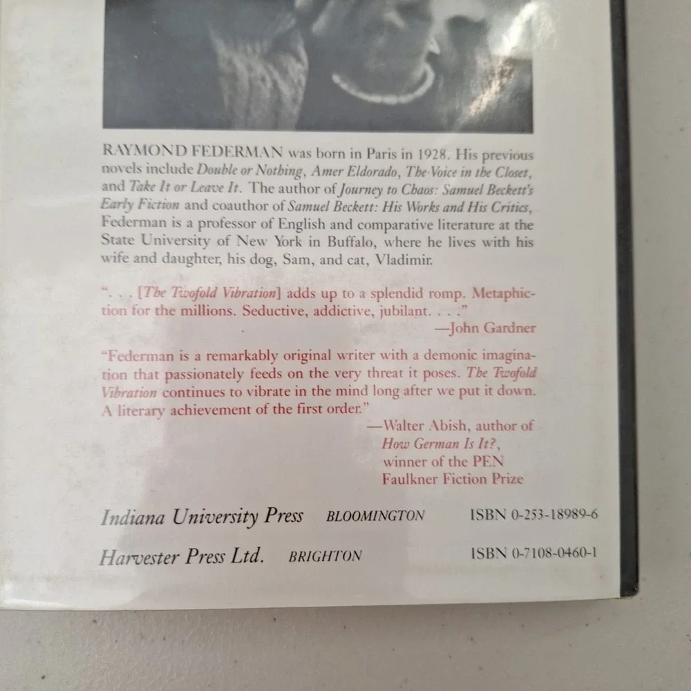 RARE 1st EDITION 1982 The Twofold Vibration A Novel By Raymond Federman